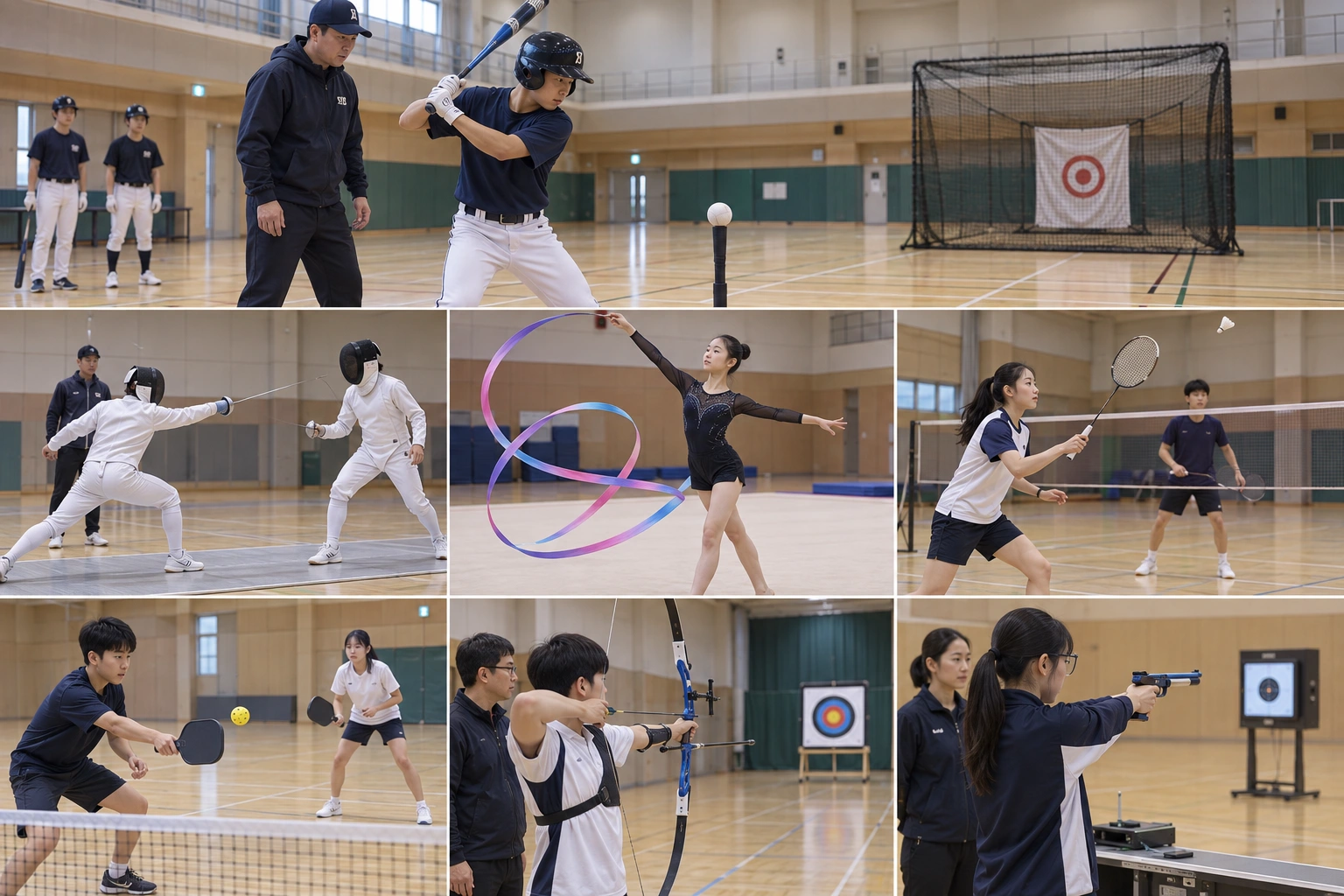 실내체육관에서 진행하는 청소년 야구·펜싱·리듬체조·배드민턴·피클볼·양궁·레이저사격 수업