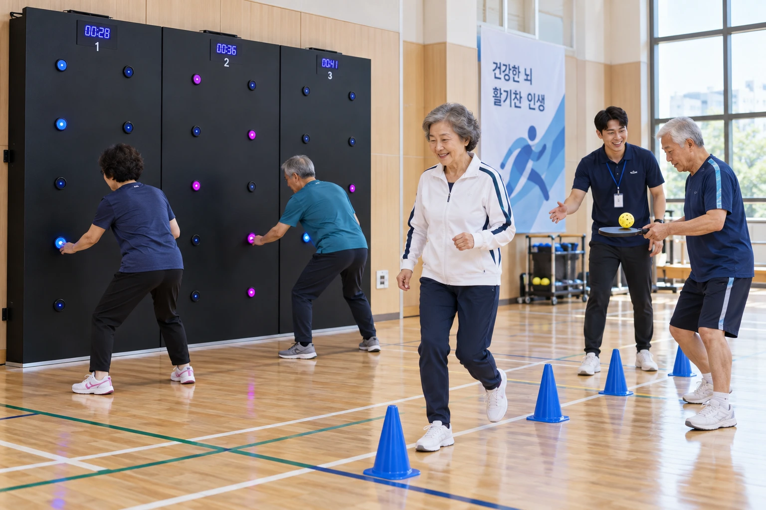 시니어 · 프로 낮은 표적 → 걷기 → 패들 균형
